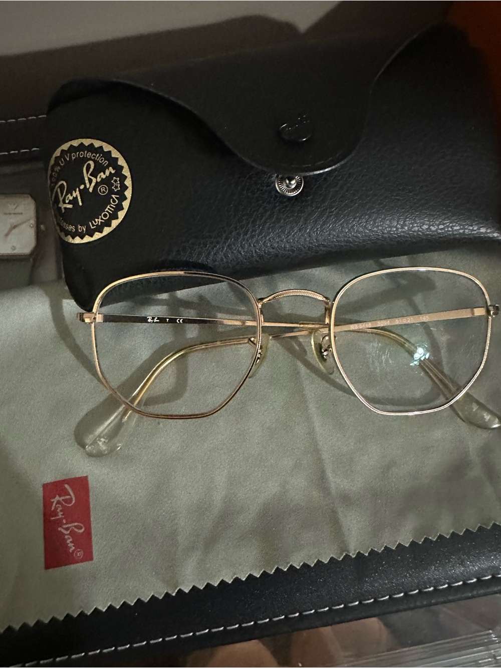 Ray-Ban Women's Gold Metal Geometric Frame Glasses